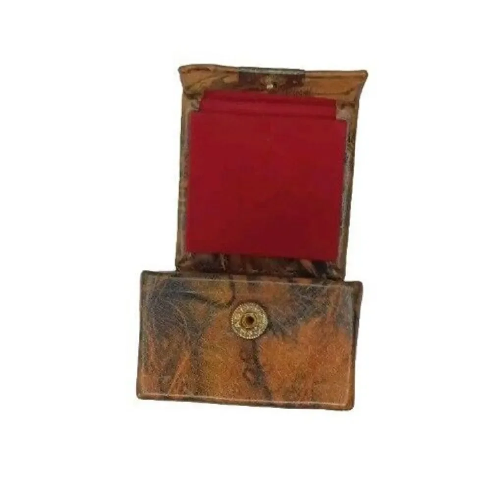 Egyptian Camel Leather Trinket Pill Jewelry Box Pharaoh Brown Cat Bastet 2.5